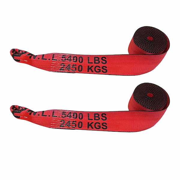 Tie 4 Safe 4 x 30' Winch Straps w/ Loop End, WLL- 5,400 lbs, PK2 TWS44-30-R-2 - main